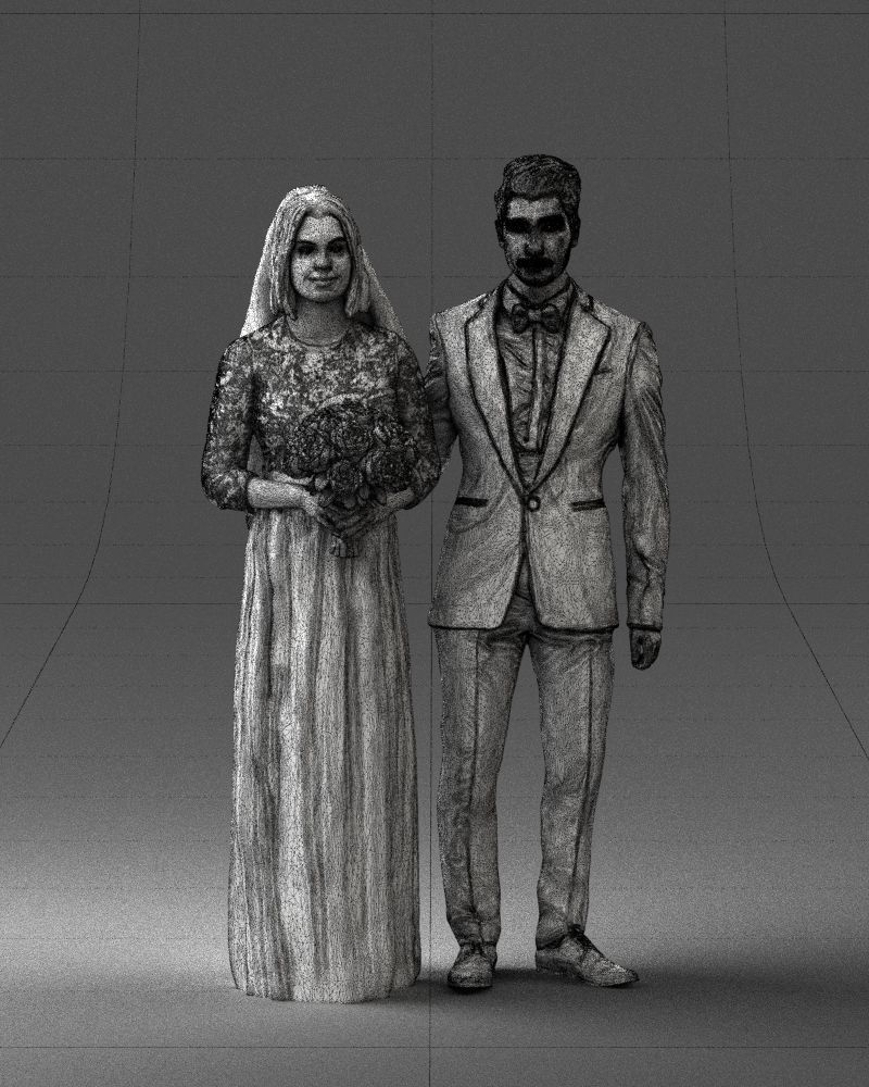 Bride and groom brunettes 0481 3D Print Ready 3D print model_38