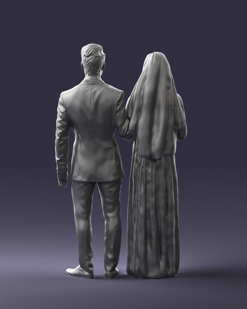 Bride and groom brunettes 0481 3D Print Ready 3D print model_19
