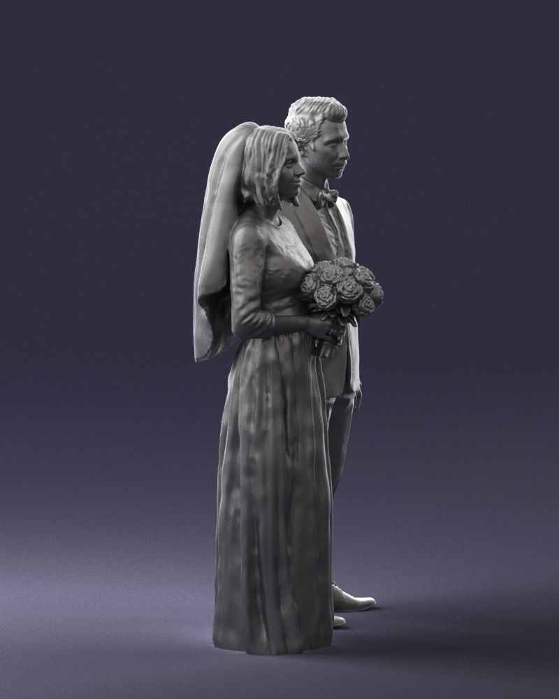 Bride and groom brunettes 0481 3D Print Ready 3D print model_31
