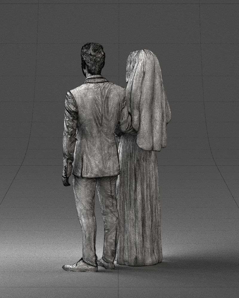 Bride and groom brunettes 0481 3D Print Ready 3D print model_17