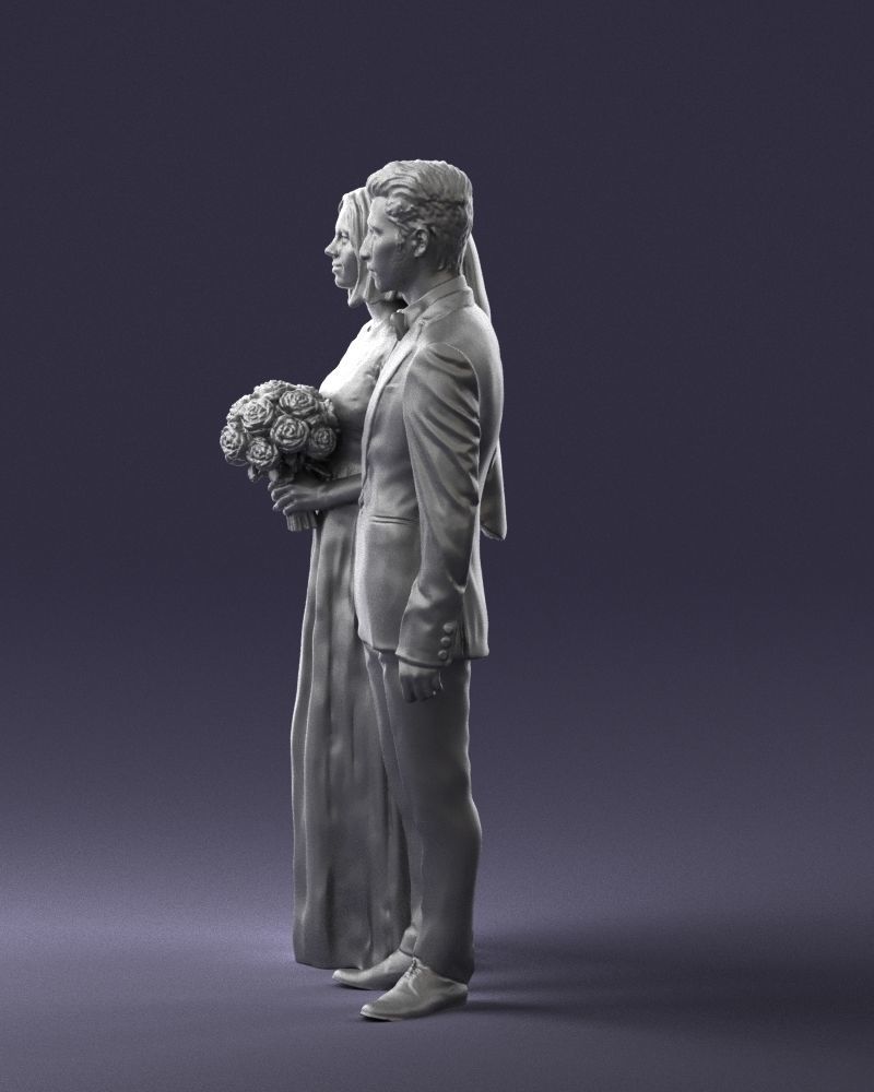 Bride and groom brunettes 0481 3D Print Ready 3D print model_10