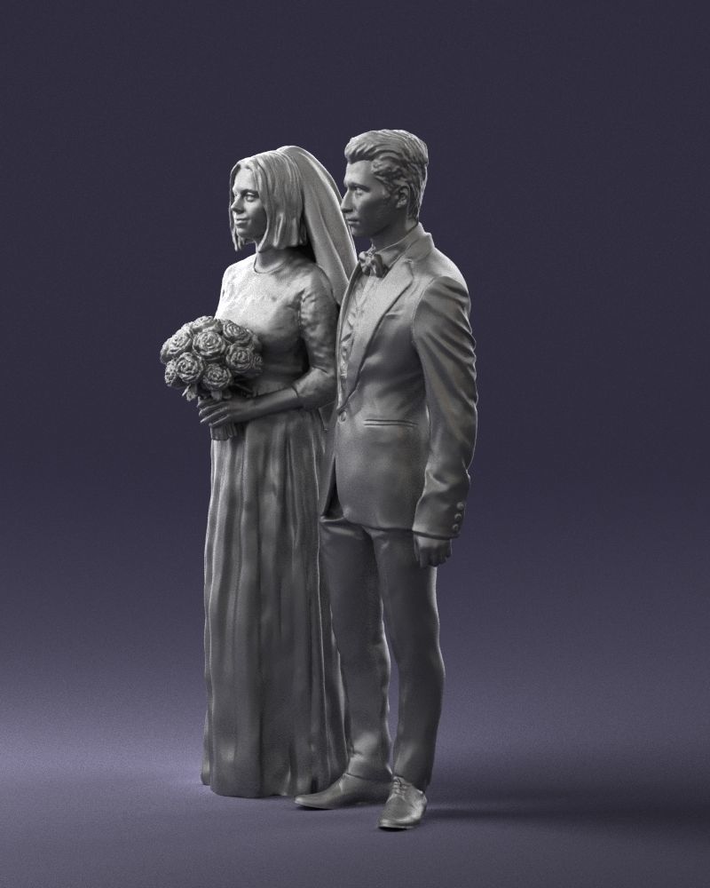 Bride and groom brunettes 0481 3D Print Ready 3D print model_7