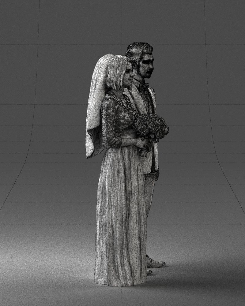 Bride and groom brunettes 0481 3D Print Ready 3D print model_32