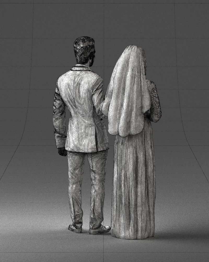 Bride and groom brunettes 0481 3D Print Ready 3D print model_23