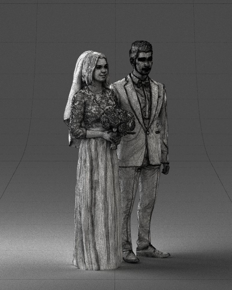 Bride and groom brunettes 0481 3D Print Ready 3D print model_35