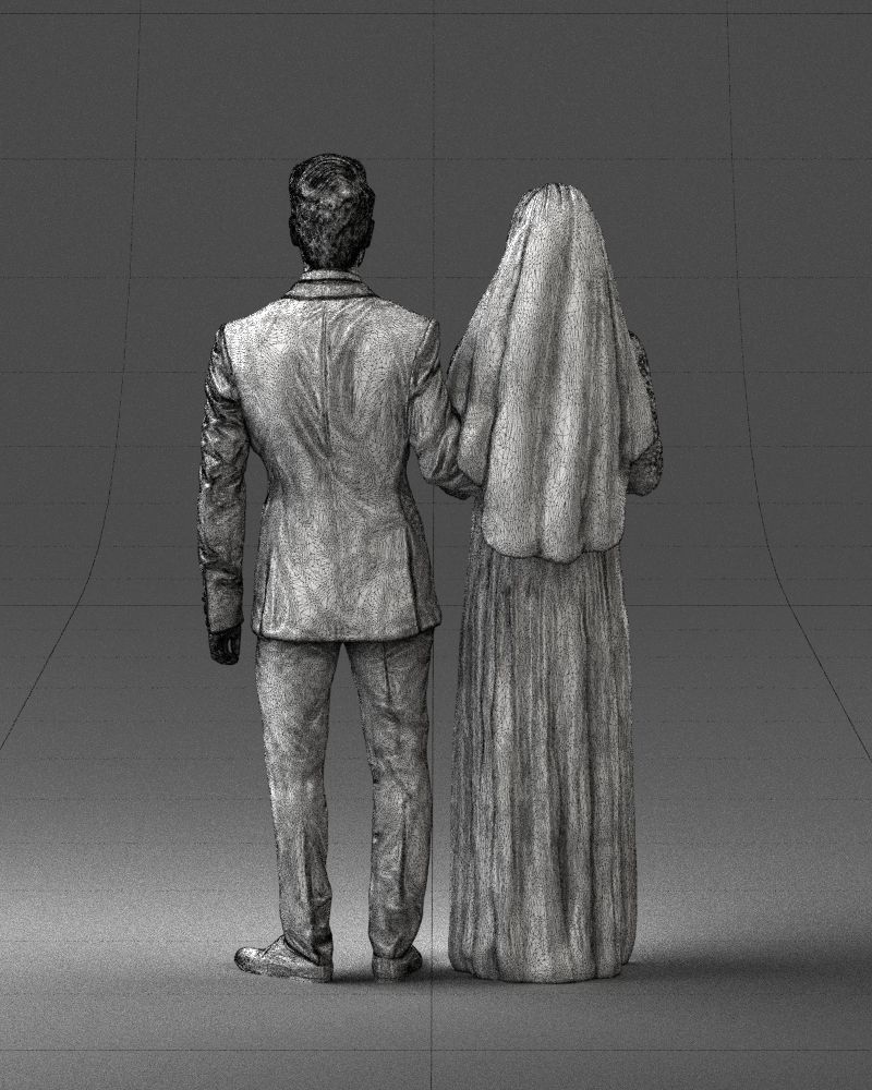 Bride and groom brunettes 0481 3D Print Ready 3D print model_20