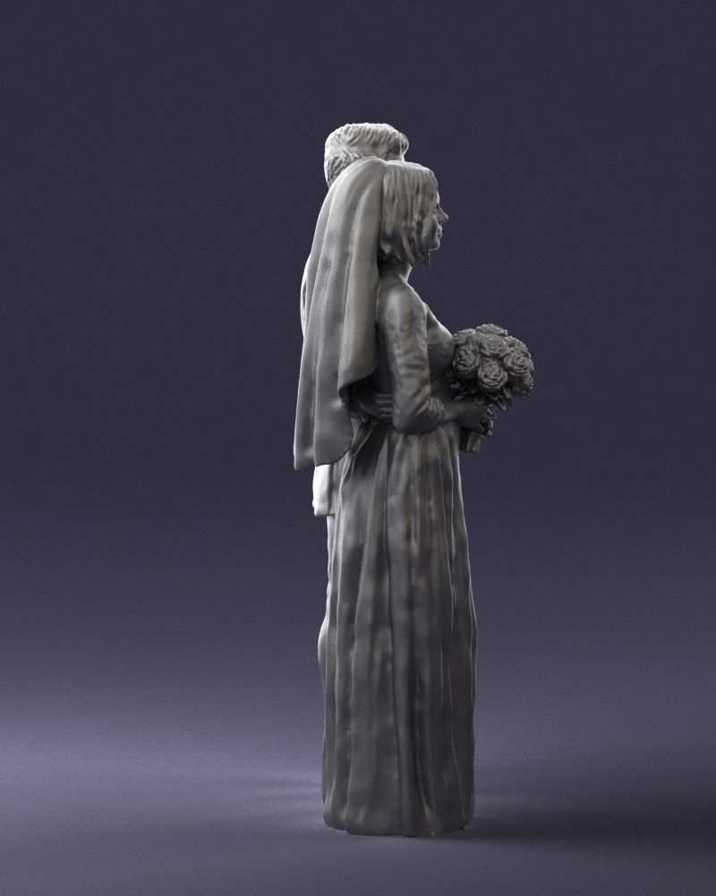 Bride and groom brunettes 0481 3D Print Ready 3D print model_28