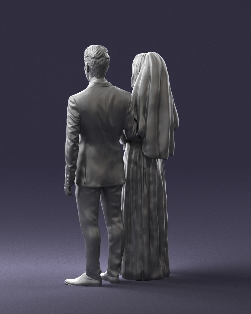 Bride and groom brunettes 0481 3D Print Ready 3D print model_16