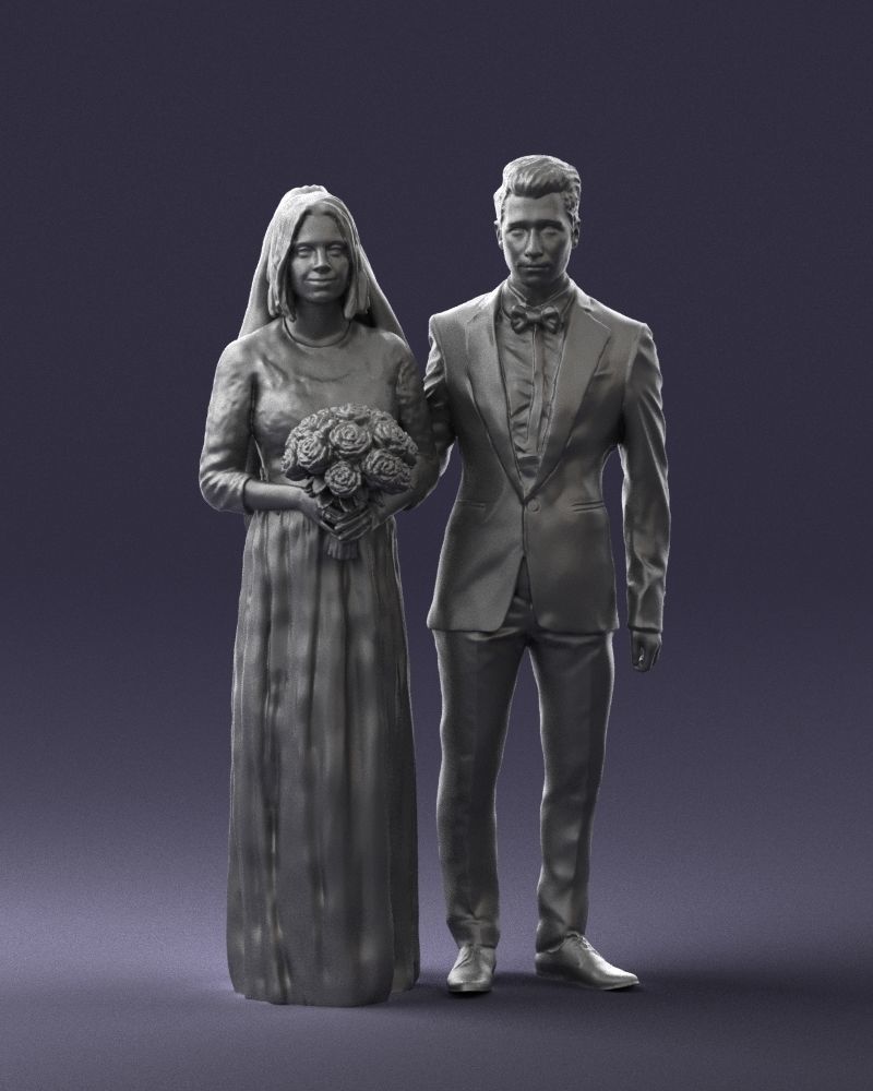 Bride and groom brunettes 0481 3D Print Ready 3D print model_1