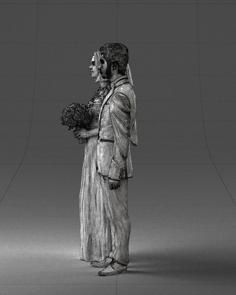 Bride and groom brunettes 0481 3D Print Ready 3D print model_11