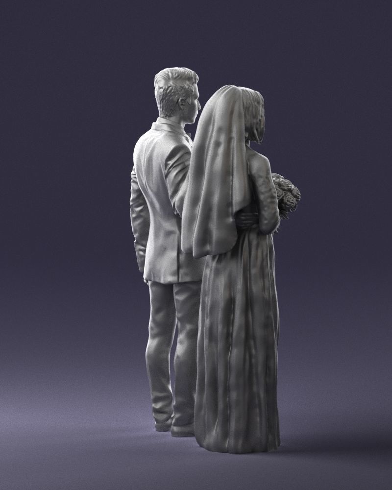 Bride and groom brunettes 0481 3D Print Ready 3D print model_25