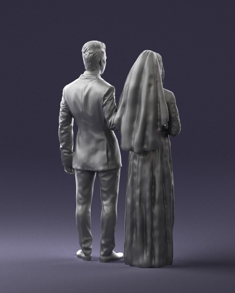 Bride and groom brunettes 0481 3D Print Ready 3D print model_22