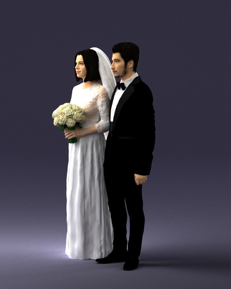 Bride and groom brunettes 0481 3D Print Ready 3D print model_6