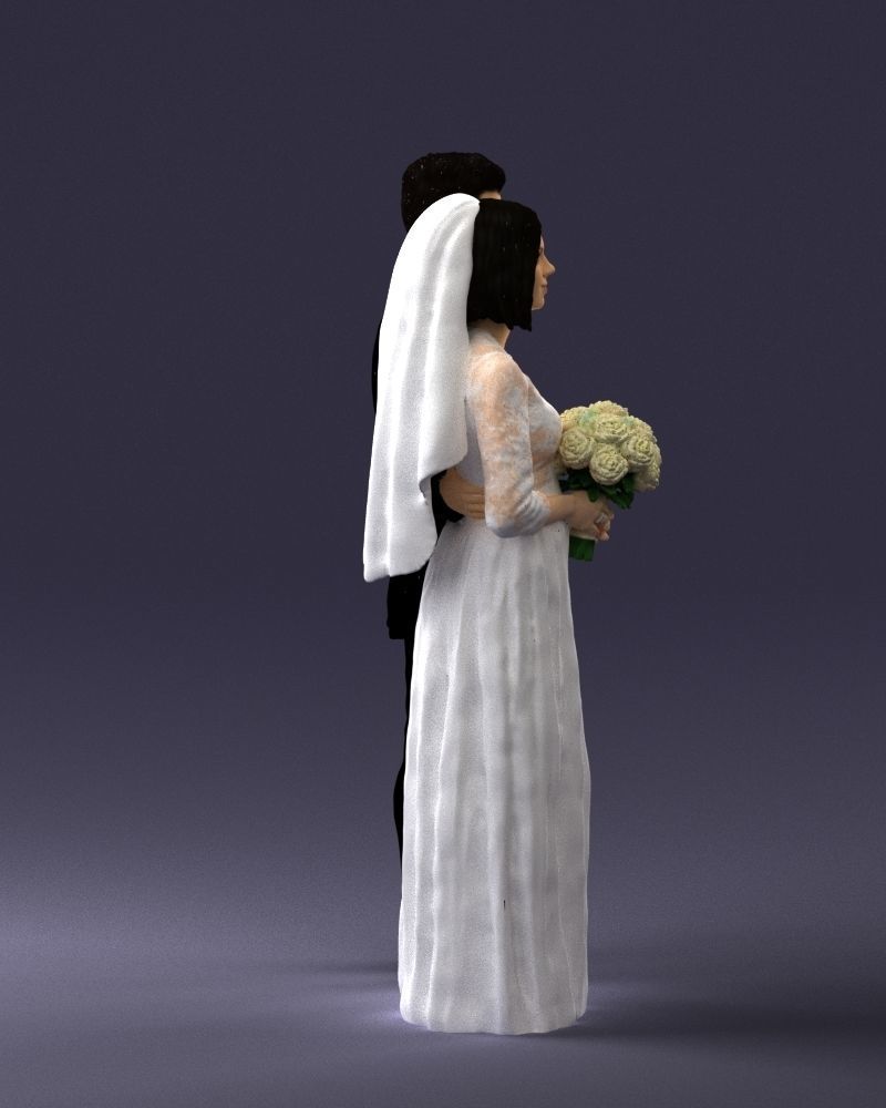 Bride and groom brunettes 0481 3D Print Ready 3D print model_27