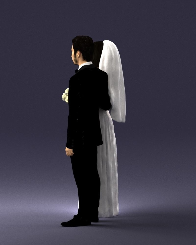 Bride and groom brunettes 0481 3D Print Ready 3D print model_12