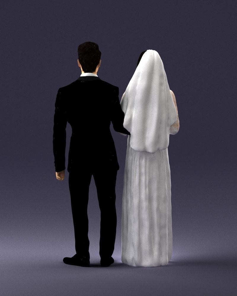 Bride and groom brunettes 0481 3D Print Ready 3D print model_18