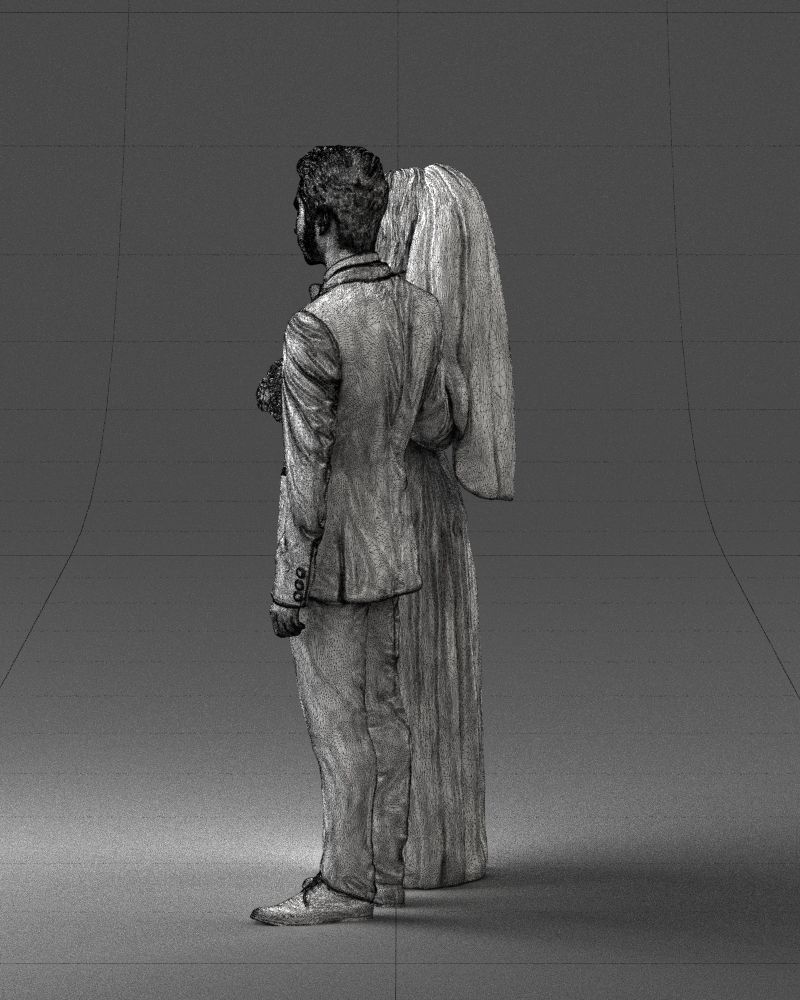 Bride and groom brunettes 0481 3D Print Ready 3D print model_14