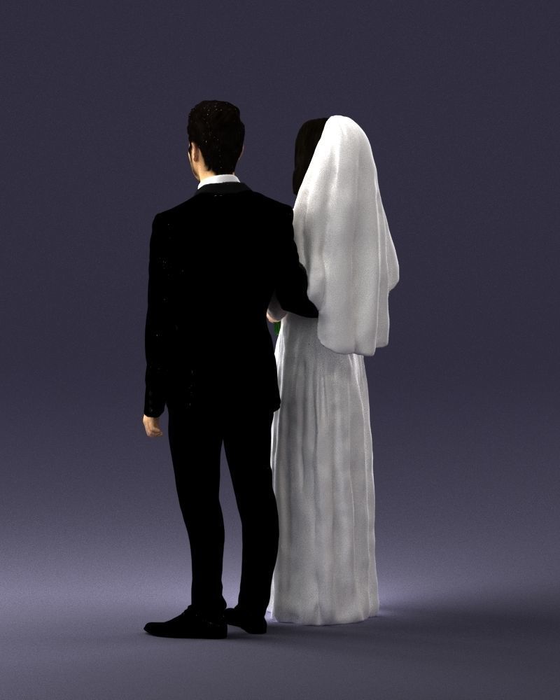 Bride and groom brunettes 0481 3D Print Ready 3D print model_15