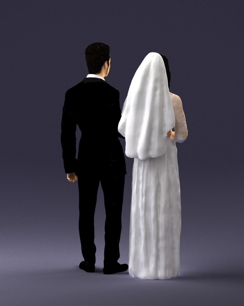 Bride and groom brunettes 0481 3D Print Ready 3D print model_21
