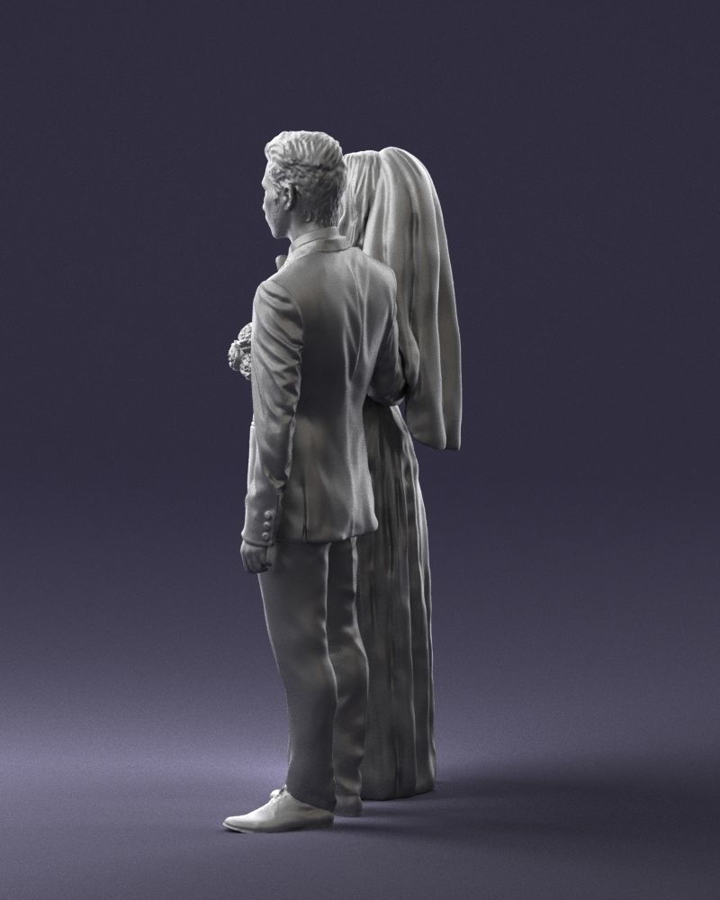 Bride and groom brunettes 0481 3D Print Ready 3D print model_13