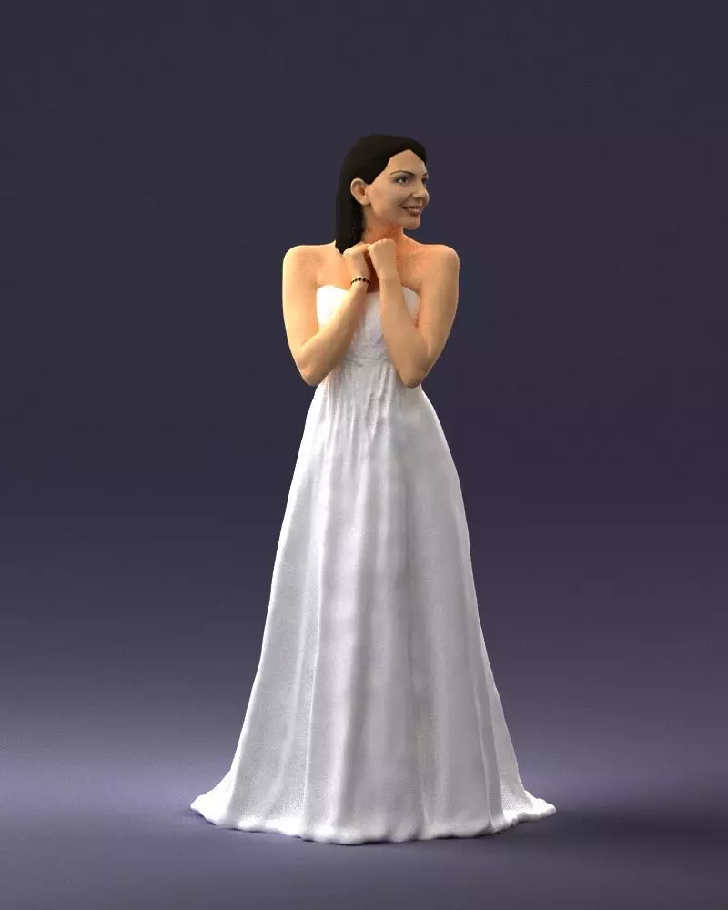 Bride in white dress 0388 3D Print Ready 3D print model