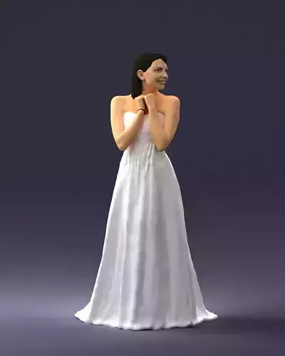 Bride in white dress 0388 3D Print Ready