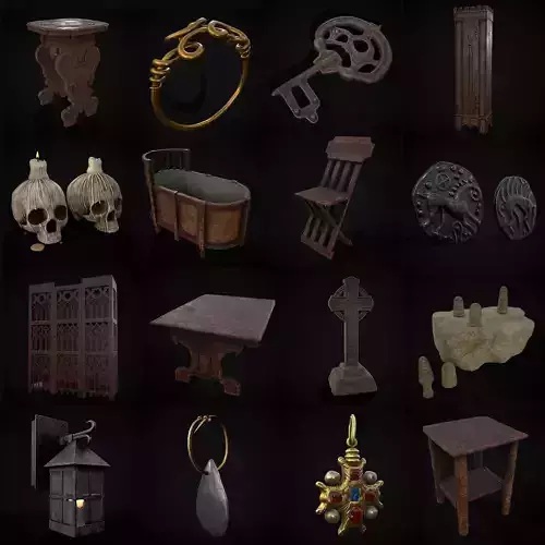 Medieval Prop Mix Twenty Seven 3D Model Collection