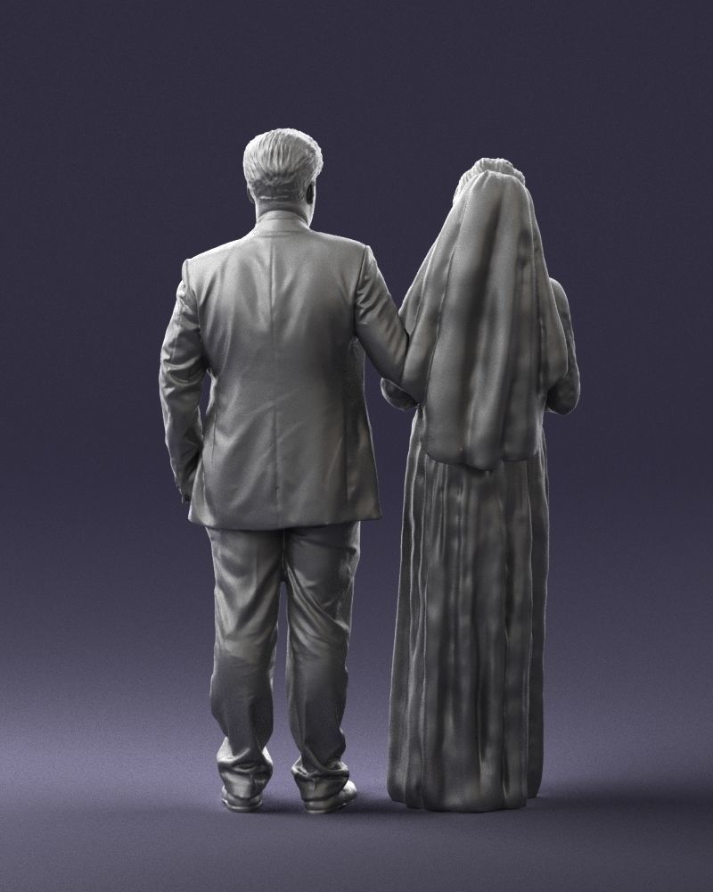 Bride with bouquet of flowers 0454 3D print ready 3D print model_19