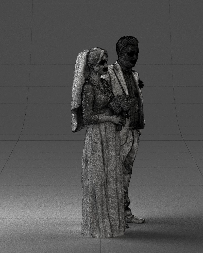 Bride with bouquet of flowers 0454 3D print ready 3D print model_32