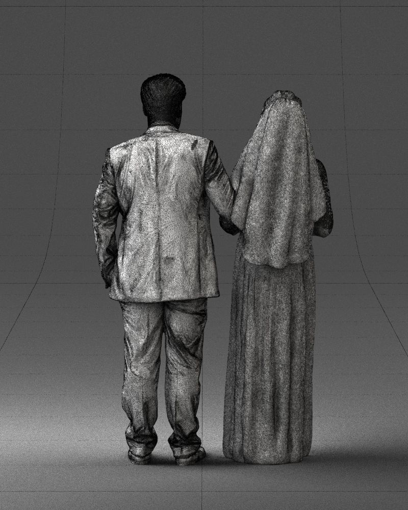 Bride with bouquet of flowers 0454 3D print ready 3D print model_20