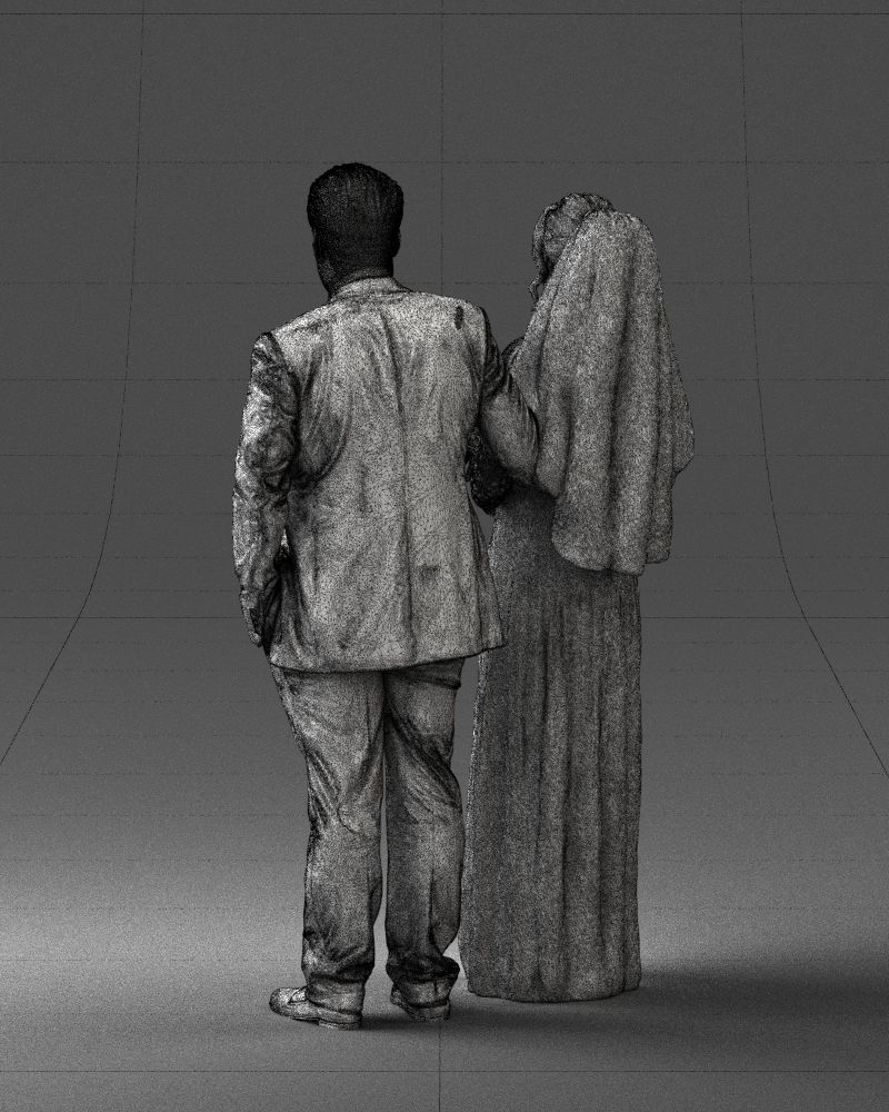 Bride with bouquet of flowers 0454 3D print ready 3D print model_17