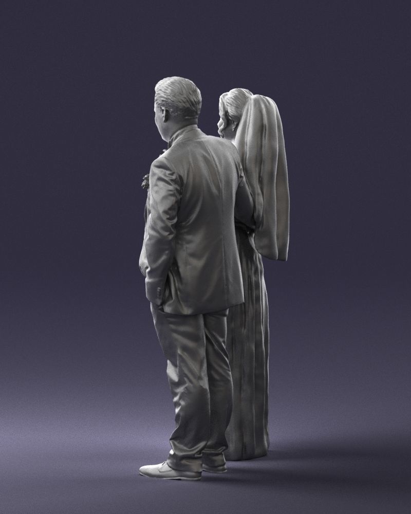 Bride with bouquet of flowers 0454 3D print ready 3D print model_13