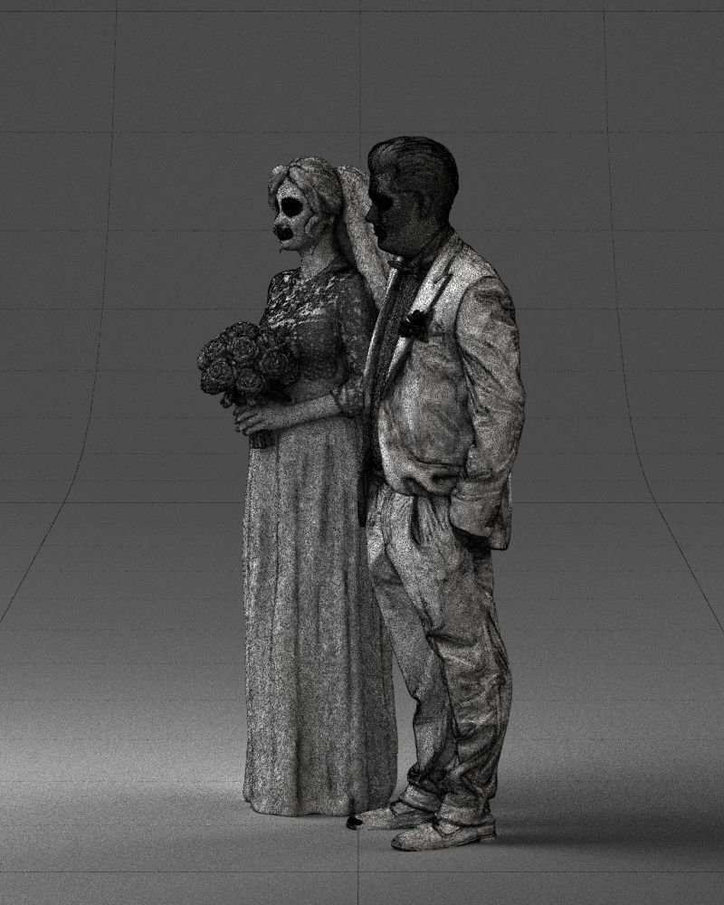 Bride with bouquet of flowers 0454 3D print ready 3D print model_8