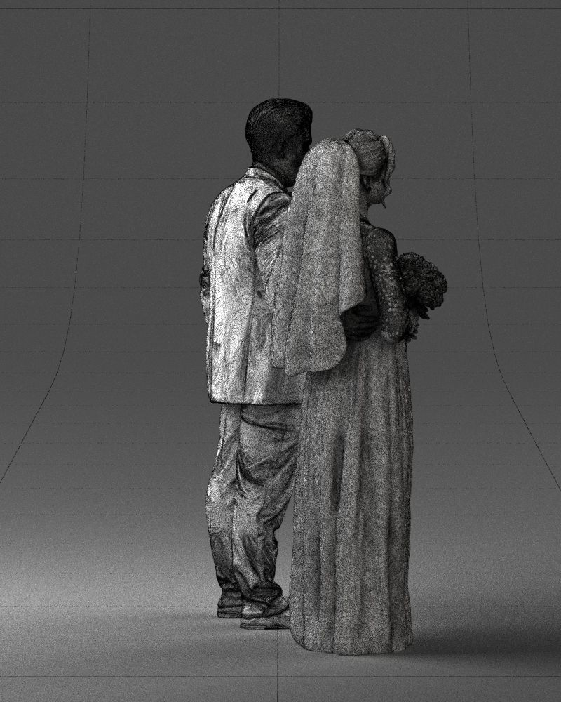 Bride with bouquet of flowers 0454 3D print ready 3D print model_26