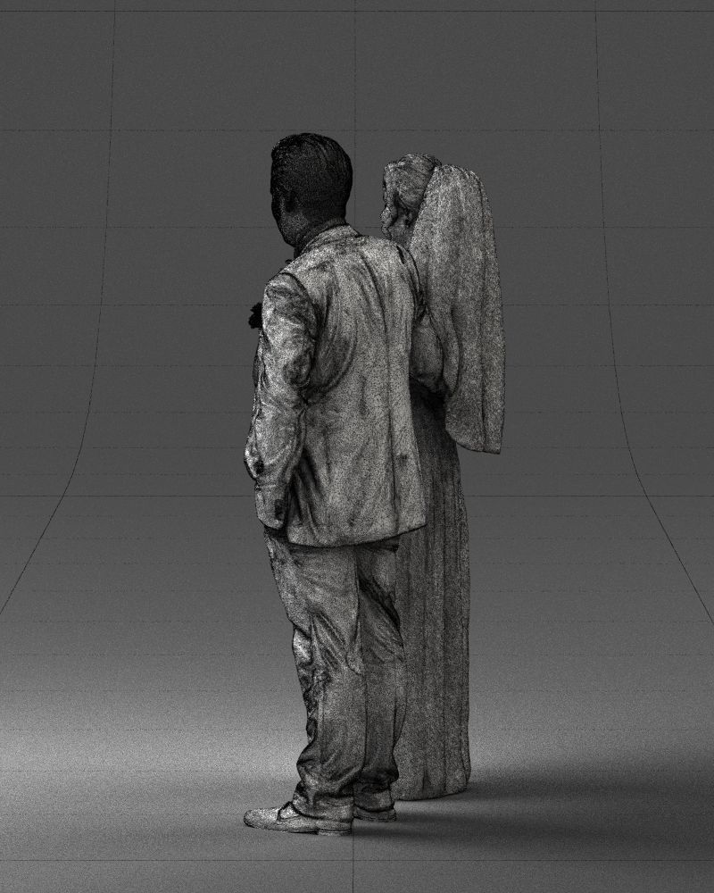 Bride with bouquet of flowers 0454 3D print ready 3D print model_14