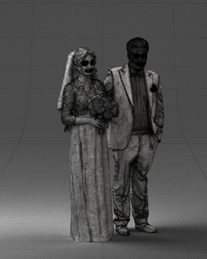 Bride with bouquet of flowers 0454 3D print ready 3D print model_35