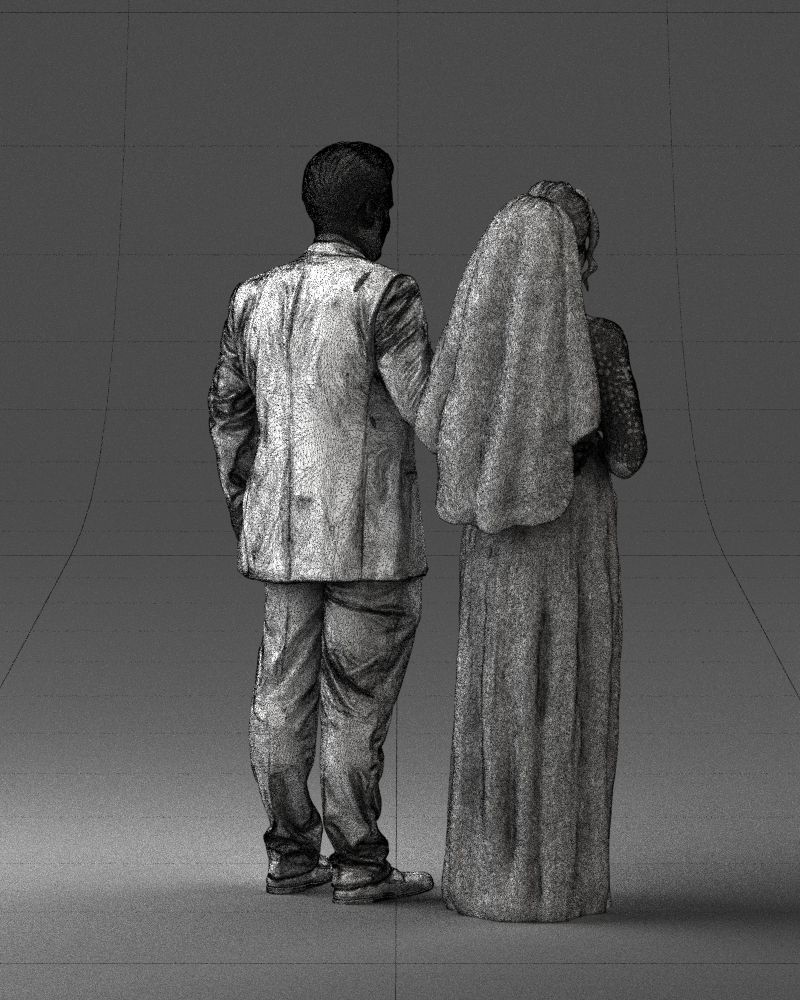 Bride with bouquet of flowers 0454 3D print ready 3D print model_23