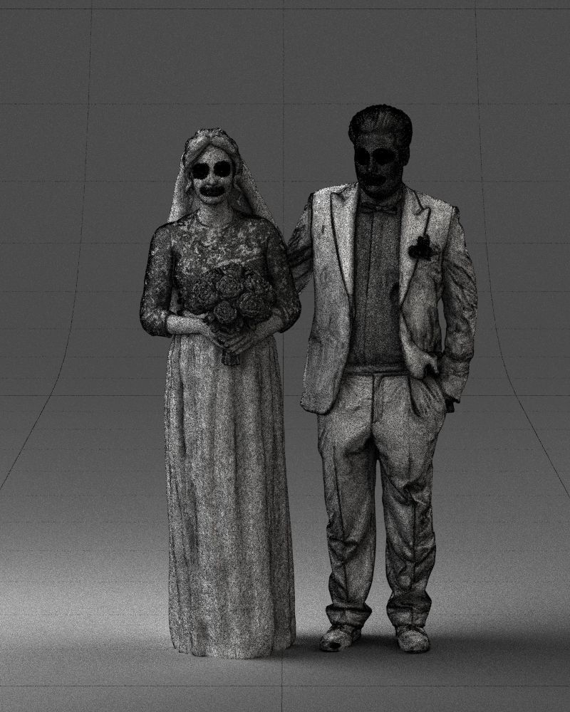 Bride with bouquet of flowers 0454 3D print ready 3D print model_38