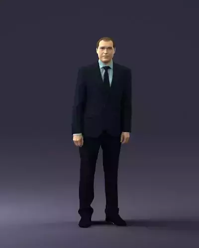 Brown haired man suit 0656 3D Print Ready 3D print model