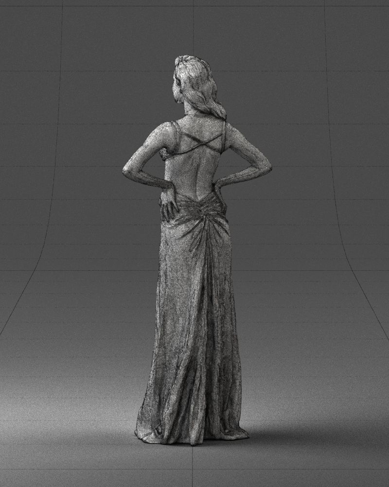 Brown-haired girl in yellow dress 0311 3D Print Ready 3D print model_23