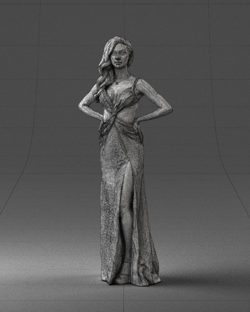 Brown-haired girl in yellow dress 0311 3D Print Ready 3D print model_35