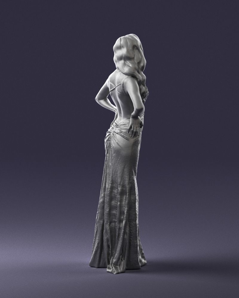 Brown-haired girl in yellow dress 0311 3D Print Ready 3D print model_16