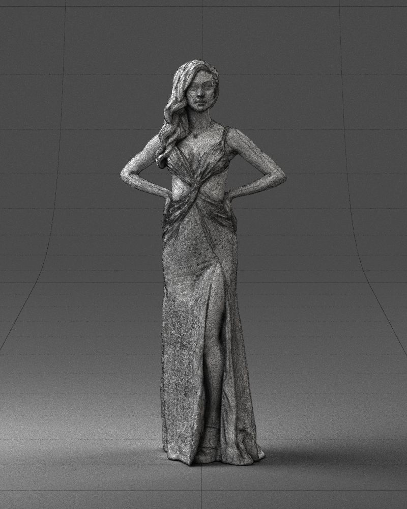 Brown-haired girl in yellow dress 0311 3D Print Ready 3D print model_5