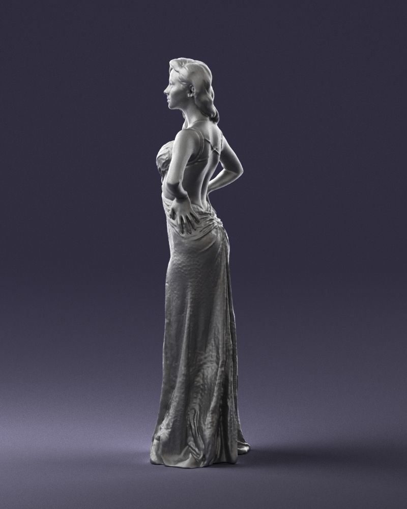 Brown-haired girl in yellow dress 0311 3D Print Ready 3D print model_25