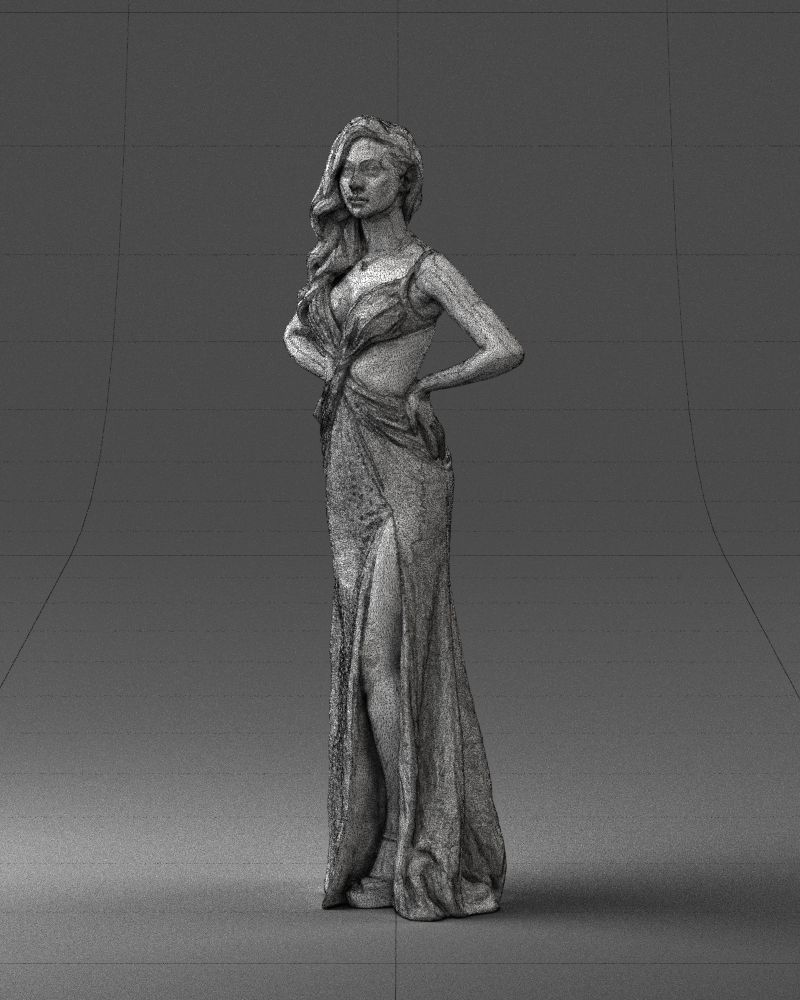 Brown-haired girl in yellow dress 0311 3D Print Ready 3D print model_32