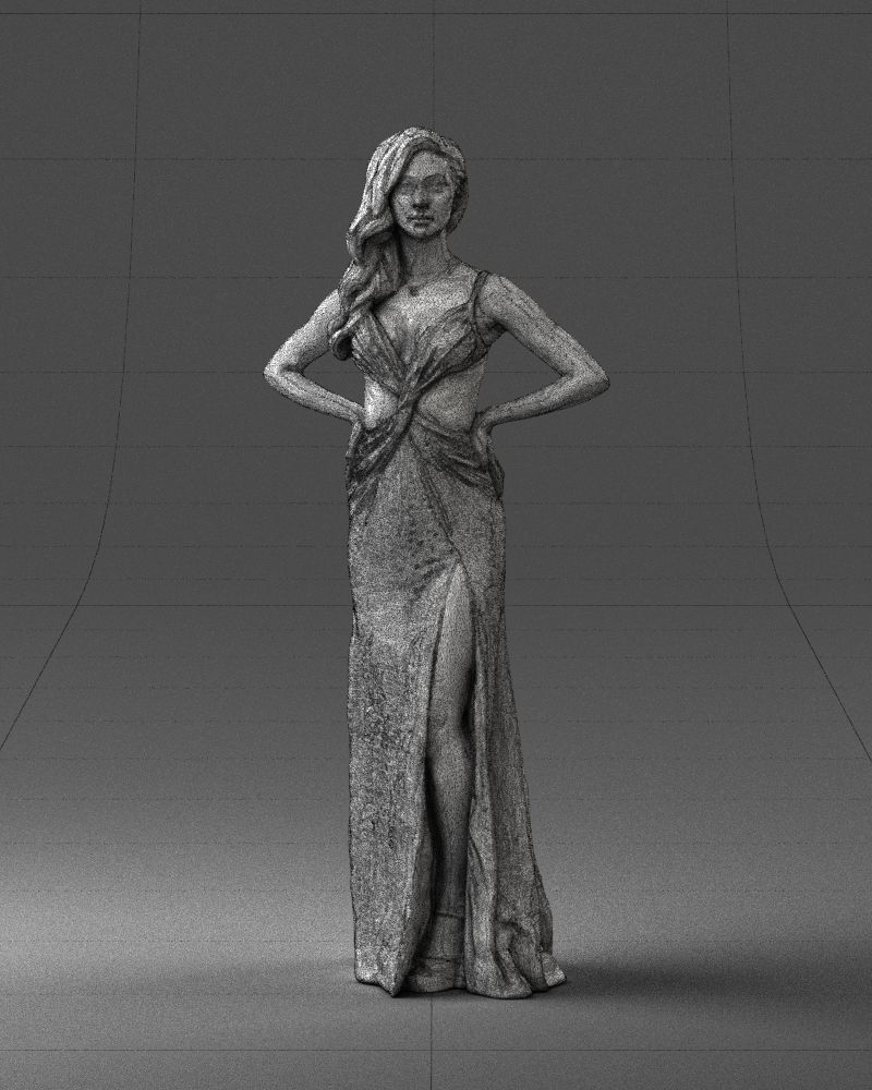 Brown-haired girl in yellow dress 0311 3D Print Ready 3D print model_38