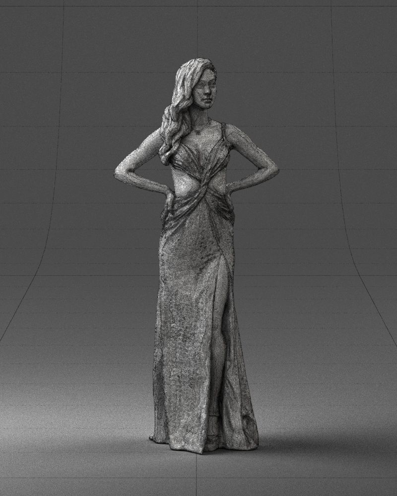 Brown-haired girl in yellow dress 0311 3D Print Ready 3D print model_8