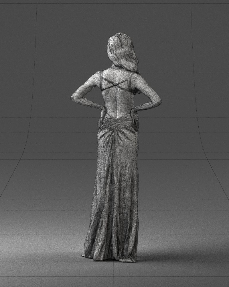 Brown-haired girl in yellow dress 0311 3D Print Ready 3D print model_20