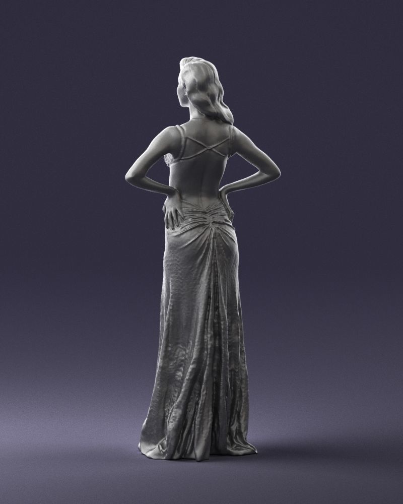 Brown-haired girl in yellow dress 0311 3D Print Ready 3D print model_22