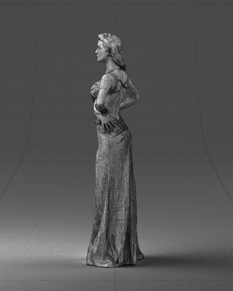 Brown-haired girl in yellow dress 0311 3D Print Ready 3D print model_26